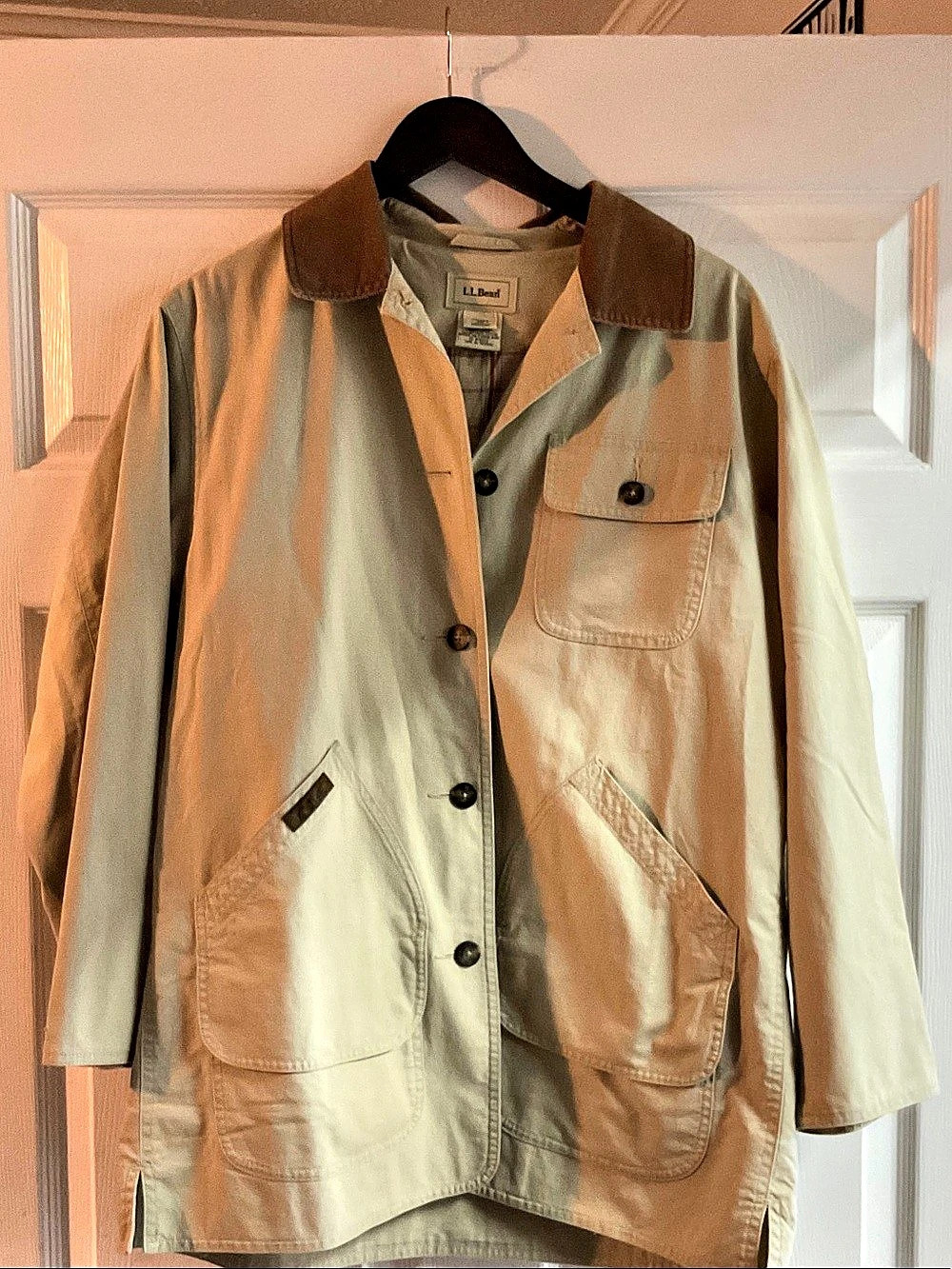 L.L.Bean Cotton Utility Jacket in Green & Brown Size Medium